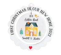 Fictory Personalized "Our New Home" Christmas Ornament 2022, First Christmas in New House Keepsake, Acrylic Tree Decoration with Rope for Holiday Decor