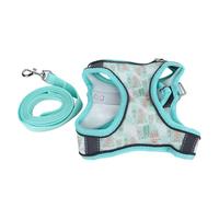 Fictory Pet Harness & Lead Set Breathable Mesh Air Vest Adjustable No-Pull Strap for Small Dogs & Cats Reflective for Night Safety Green Colour Size S Chest 38-44cm