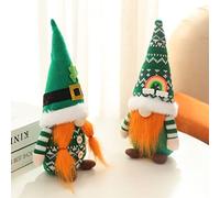 Fictory Plush Gnome Doll for St Patrick's Day, Hand Sewn Wool Felt No Face Design with Bendable Hat and Weighted Base, Home Decor Gift for Irish Festival