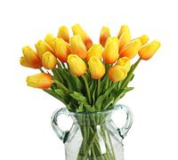Fictory PU Mini Tulip Artificial Flower, Single Stem Orange Silk Flower for Wedding