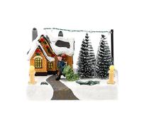 Fictory Resin Snow Globe Music Box with LED Lights and Figurines, Christmas Decoration and Gift with Winter Scene