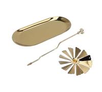 Fictory Rotating Candlestick Spinning Rotary Candle Holder with Oval Stainless Steel Tray for Christmas Decorations and Home Decor