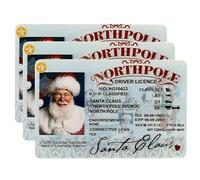 Fictory Santa Lost Drivers License, 3 PCS Christmas Tree Decoration, Double Sided Sleigh Permit for Kids Adults, Xmas Party Decor, Stocking Stuffer, Holiday Gift Idea