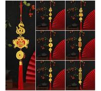 Fictory Snake Year Ornament Set with Flat Snake, Red Charm, Gold Plated Coins, Fortune God and Descendant桶 Decorations for Lunar New Year and Spring Festival