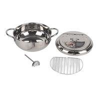 Fictory Stainless Steel Deep Frying Pan, Japanese Tempura Fryer with Thermometer, Non-Stick for Easy Cleaning, Precise Temperature Control, Affordable Quality Kitchen Cookware