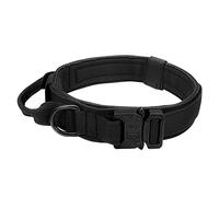 Fictory Tactical Dog Collar, Heavy Duty 1000D Nylon Strap for Large Canines, Adjustable Military Neckband for Training & Hiking, Secure Metal Buckle, Black Colour, Size L