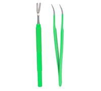 Fictory Tick Remover Kit for Dogs Professional Stainless Steel Tool for Cats & People, 2-Piece Set, Green