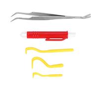 Fictory Tick Remover Tool Kit, 5 Piece Professional Flea Removal Set for Dogs and Cats with Stainless Steel Tweezers - Yellow & Red Colour