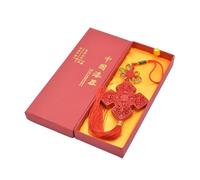 Fictory Traditional Chinese Lacquer Car Ornament with Double Fish Design and Red Knot, Auspicious Vehicle Hanging Decor for Good Fortune
