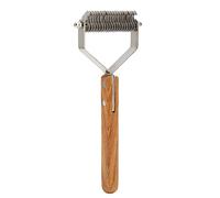 Fictory Undercoat Rake and Dematting Comb, a Double Sided Deshedding Tool for Dogs & Cats to Remove Knots and Mats - Professional Wood Handle