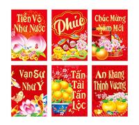 Fictory Vietnamese Red Envelopes 2024 Dragon Design, Lunar New Year Lucky Money Packets, Traditional Tet Gifts with Vietnamese Script, Festive Cultural Celebration Supplies