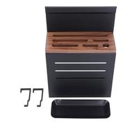 Fictory Wall Mount Cutlery Block Rack, Space-Saving Kitchen Utensil Organizer, Aluminum Alloy Holder, Matte Black, Multifunctional Design, Easy Access, Clutter-Free Countertops