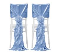 Fictory Waterproof Bamboo Chair Covers 2-Pack, Elastic Wicker Chair Back Covers with Artificial Flowers for Wedding Party Banquet Decor, Champagne