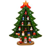 Fictory Wooden Christmas Tree Ornament, Large Green Tabletop Holiday Decoration, Festive Home Decor for Christmas, Rustic A3 Size Tree