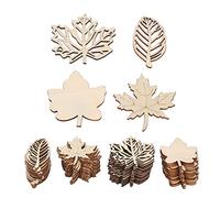 Fictory Wooden Hollow Leaves 80 Pieces Composite Wood Smooth Cutting Craft Decorations 4 Leaf Shapes Assorted Openwork Carving for DIY Painting Hanging Non-Toxic Home Wall Art Decoration