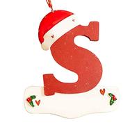Fictory Wooden Letter Christmas Ornaments, Personalized A-Z Alphabet Decor with Santa Hats for Tree, DIY Holiday Name Decorations for Home and Mantel