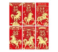 Fictory Year of the Horse Red Envelopes 2026, Creative Cartoon Design Lai See Packets, 6 Styles Mixed Assortment for Lunar New Year Lucky Money Gifts