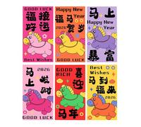 Fictory Year of the Horse Red Envelopes 2026, Creative Cartoon Design Lai See Packets, 6 Styles Mixed Pack for Lunar New Year Gifts and Lucky Money