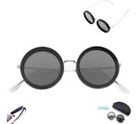 Ficugxd Adjustable Sunglasses,adjustable Tint Sunglasses with Built-in Nd Filter Polarized,1-9 Gears Adjustable Sunglasses,adjustable Tint Round Polarized Sunglasses for Men with Nd Filter Lens