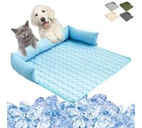 Ficugxd Heatrelief Cooling Dog Bed,Self Cool Dog Sofa Mat with Ice Silk Fabric,Machine Washable,Reduce Stress Due To High Temperatures,Suitable of Cats and Dogs-A||70 * 70cm
