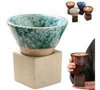 Ficugxd Japanese Coffee Cup, Triangular Cone Shape, Ceramic, 100ml, Home, Funnel Cone Coffee Cup