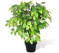 Ficus artificial plant 60cm Rich Green, 420 leaves, wood trunk, pot 17.8cm incl