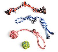 Fida 4 Pack Dog Toys for Small/Medium Dogs, Puppy Toys for Tug Of War | Chewing | Fetch Game, Natural Cotton Dog Rope Toy for Dental Health and Interactive Play