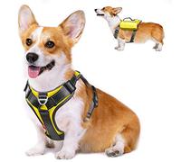 Fida Anti Pull Dog Harness with Saddlebag, Heavy Duty Dog harness for Travel Camping Hiking (yellow, medium)