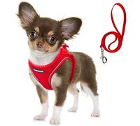 Fida Comfy Dog Harness with Leash, Soft Puppy Vest Escape Proof, Breathable Lightweight Soft Mesh, Adjustable Reflective Step-in Harness for Cat & Extra-Small Pet (XS, Red)