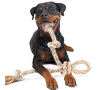 Fida Dog Rope Toys for Aggressive Chewers,Large Dog Toy Designed for Tug of War, Tough Dog Rope Toy Indestructible Made of Undyed Natural Cotton, 29" Large Dog Toys with 3 Big Knots and a Handle