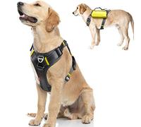 Fida Multi-Functional No-Pull Dog Vest Harness with Saddle Bags Backpack, Front Leash Clip, Adjustable Soft Padded Reflective Heavy Duty for Large Dog, L, Black