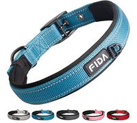 Fida Padded Dog Collar, Metal Belt Buckle Dog Collar with Double-Layer Webbing, Heavy Duty Collar for Small Dogs, Blue