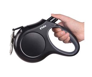 Fida Retractable Dog Lead, 5m Extendable Dog Lead for Large Dog Up to 50KG with Anti-Chew Wire | 360° Tangle Free | Strong Nylon Tape | Reflective Stitching