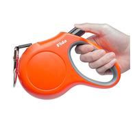 Fida Retractable Dog Lead, 5m Heavy Duty Pet Walking Leash for Medium/Large Dog up to 50kg, Tangle Free. One-Hand Brake (Large, Orange)