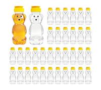 FIDBAY 36 Pack 8oz Plastic Honey Bear Bottles with Yellow Flip Lids, Cute Empty Container for Storing Dispensing Juice Syrup Sauce Candy, Reusable Clear Squeeze Jar Cup for Holiday Gifts Baby Shower