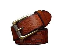 FIDDAA Men's Work Belt-1 1/2" Heavy Duty Genuine Full Grain Leather Vintage Distressed Belts,antique Brass Roller Buckle(Brown,110cm/43)