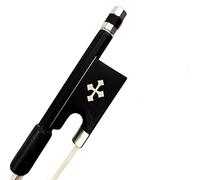 Fiddle Bow 1pcs New Light Black Plaid Carbon Fiber Round Stick 1/4.1/2.3/4.4/4 Violin Bow，White/Black Horsetail (Color : 4-4 black)