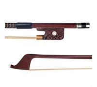Fiddle Bow 4/4 3/4 1/2 1/4 1/8 Double Bass Bow Brazilwood Round Stick White Mongolia Horsehair Sheep Skin Grip (Color : 4-4 Size)