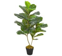 Fiddle Leaf Artificial Plant 90cm Green Brown Plastic 14 Leaves Indoor with Pot
