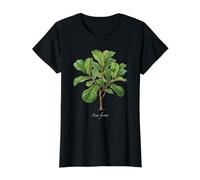 Fiddle Leaf Fig Plant Illustration Ficus lyrata Value Graphic T-Shirt, Women, Black, S