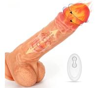 FIDECH Realistic Dildo Vibrator Sex Toys, 8.7Inch Thrusting Dildo Vibrators for Women Sex with 8 Vibrating Rotation＆Heating, Silicone Suction Dildos Telescopic Penis for G Spot Clitoral Stimulation
