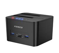 FIDECO Docking Station, USB 3.0 Hard Drive Docking Station for 2.5 and 3.5 inch SATA HDD or SSD, Support Offline Clone, TF & SD Card Reader, and 2x 18TB Hard Drives