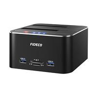 FIDECO Hard Drive Docking Station, USB 3.0 Aluminum Hard Drive Docking Stations 2.5"/3.5" SATA HDD SSD, TF Card Reader and SD Card Reader, Offline Clone Support