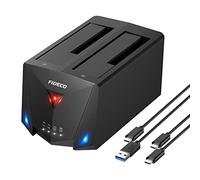 FIDECO Hard Drive Docking Station, USB 3.2 Gen 1 Hard Drive Reader for 2.5 and 3.5 inch SATA HDD SSD, Dual Bay Hard Drive Dock with Type C Port, Support Offline Clone