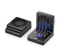 FIDECO M.2 NVMe Cloner Dock, 4-Bay NVMe SSD Cloner with Foldable Cooling Fan, 40Gbps (4x 10Gbps, 2x 20Gbps) SSD Dock, Offline Clone and Data Eraser, Black Aluminium