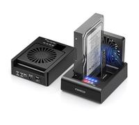 FIDECO USB C Docking Station for M.2 PCIe NVMe SSD and 2.5/3.5 inch SATA HDD with Bidirectional Offline Clone, M.2 NVMe to USB Adapter, 10Gbps SSD Reader with Foldable Cooling Fan
