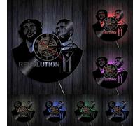 Fidel Castro Che Guevara Cuban Home Deor Wall Clock Havana Cuba Revolution Vinyl Record Clock Viva Cuba Libre Cuban Flag Clock With LED