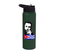 Fidel Castro Cuba Revolution Cigar Demo Flag Stainless Steel Insulated Water Bottle