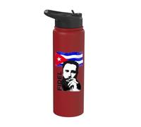 Fidel Castro Cuba Revolution Demo Flag Stainless Steel Insulated Water Bottle