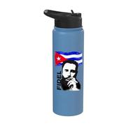 Fidel Castro Cuba Revolution Demo Flag Stainless Steel Insulated Water Bottle